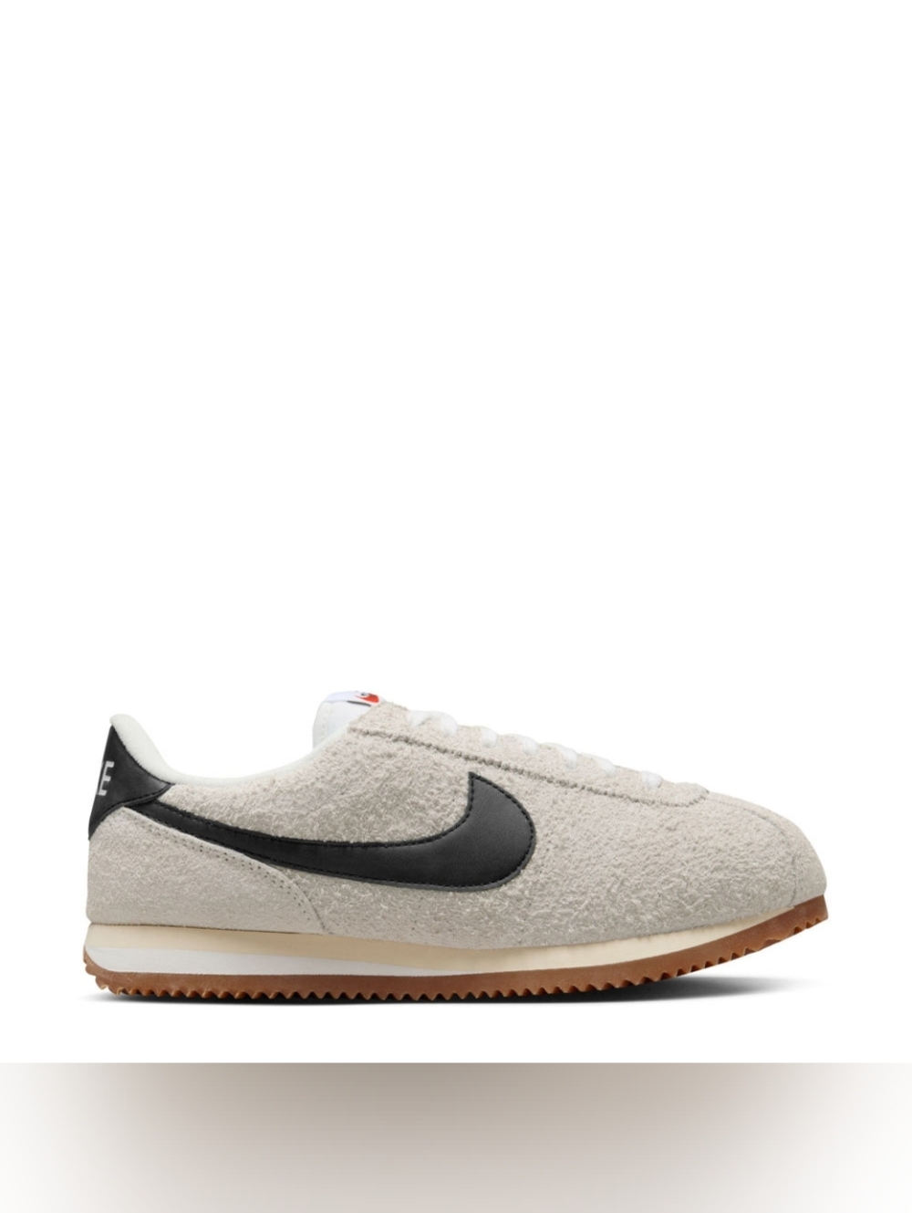 Nike Cortez Vintage Suede Sneaker in Cream with Black Swoosh